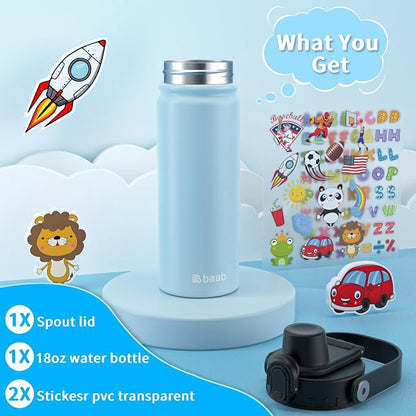 baab 18oz Kids Insulated Water Bottle 18/8 Stainless Steel Kids Cup 1 Pack | - Image 7
