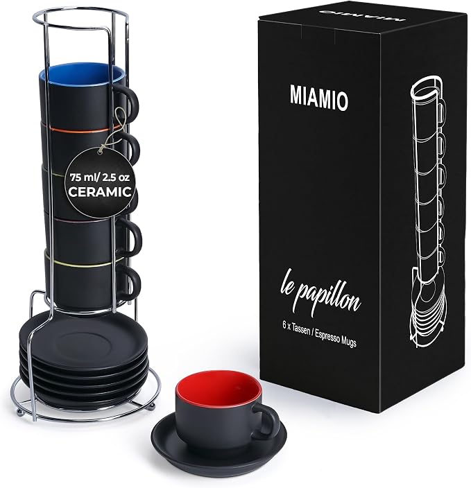 MIAMIO - 6 Espresso Cups - Le Papillon Collection | Ceramic espresso cups by MIAMIO