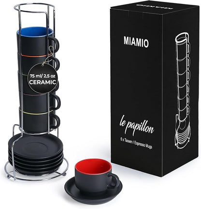 MIAMIO - 6 Espresso Cups - Le Papillon Collection | Ceramic espresso cups by MIAMIO