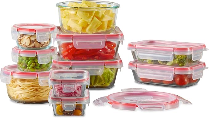 Pyrex Freshlock Mixed Sizes Airtight Glass Food Storage Set | Plastic BPA-free by Pyrex