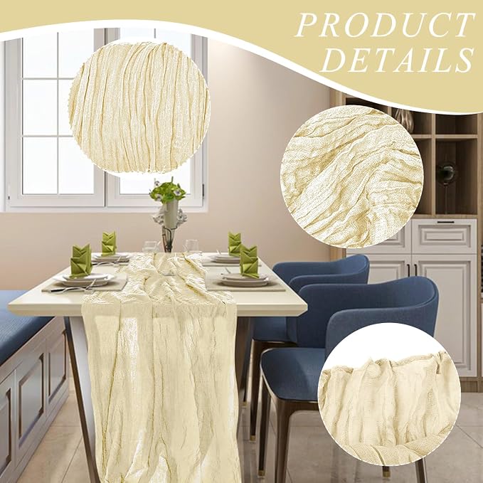 6 Pack Cheesecloth Table Runner 10Ft Christmas Gauze Boho Table Runners - Image 3