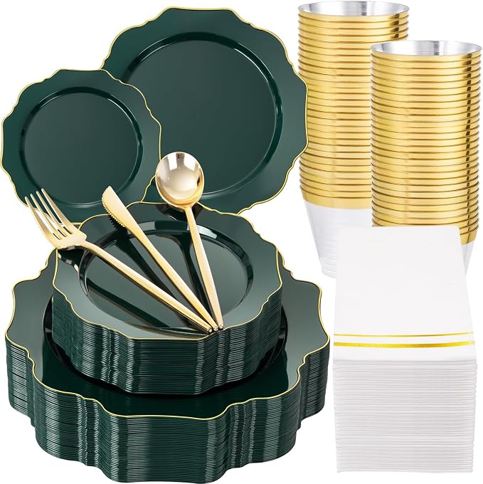 175Pcs Green Plastic Plates by WDF