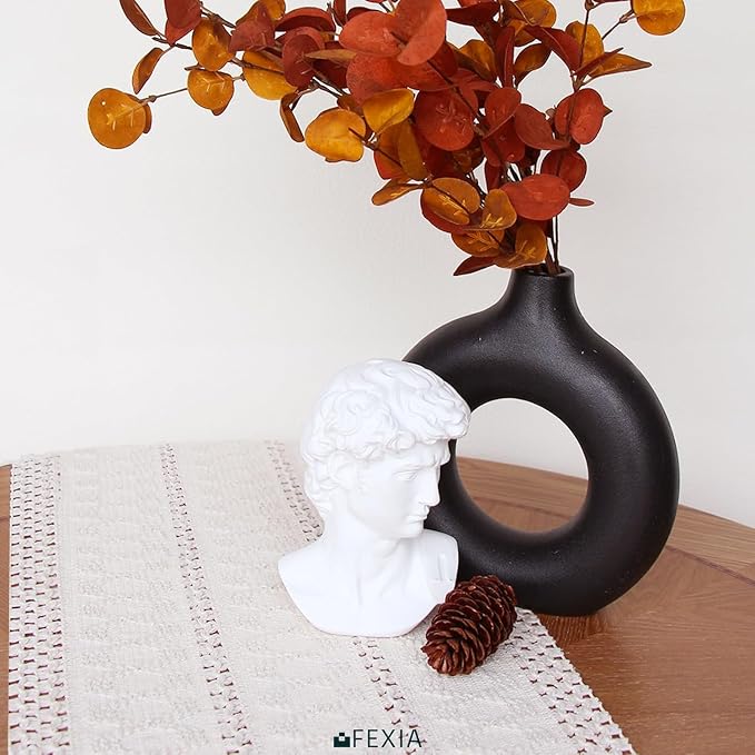 Boho Table Runner with Tassels White - Image 6