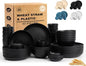 Plates and Bowls Sets for 8, Wheat Straw Dinnerware Sets 40 Piece, Unbreakable by BUSOKIP