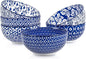 Selamica Ceramic Cereal Bowls Set of 6, 24 Oz Deep Soup Bowls for Kitchen, 5.9 Inch Porcelain Dessert Bowls for Salad, Pasta, Oatmeal, Ramen, Microwave Dishwasher Safe, Set of 6, Vintage Blue