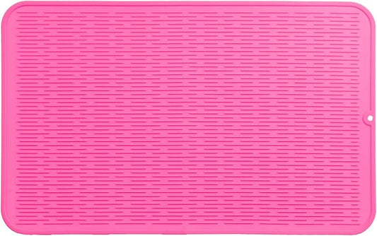 Silicone Dish Drying Mat for Multiple Usage,Easy clean,Eco-friendly,Heat-resistant Silicone Mat for Kitchen Counter or Sink,Refrigerator or Drawer Liner Rose 3XL 28 inches x 18 inches