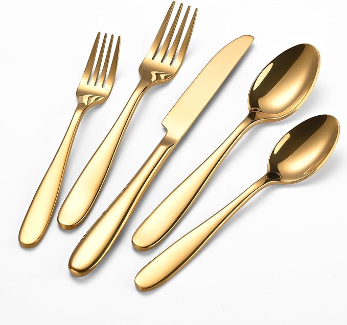 40-Piece Gold Silverware Set, Flatware Set by Remoxye
