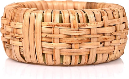 Woven Cane Napkin Rings for Table Settings, Textured Cane Napkin Holder Set of 8 - Image 9
