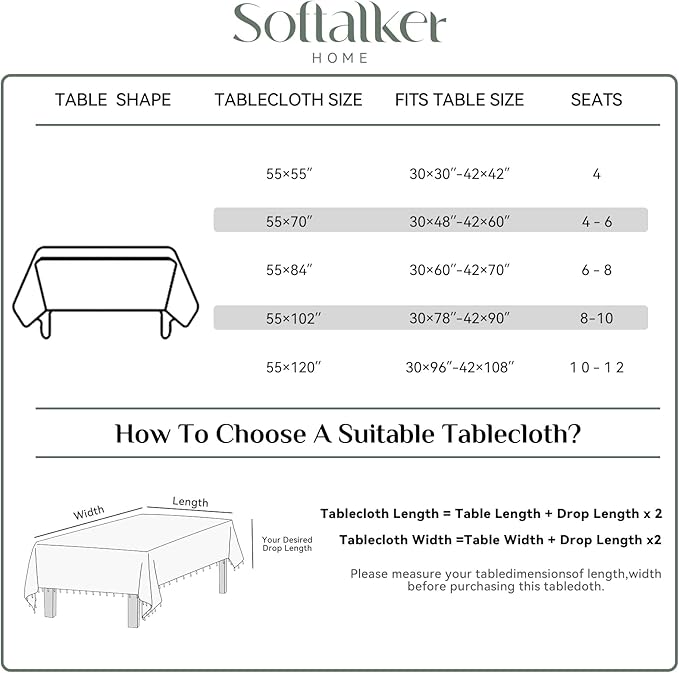 Softalker Valentines Pink Gingham Tablecloth Rectangle, Outdoor Linen Cotton Checkered Table Cloth with Tassel, Heavy Duty Wrinkle Free Plaid Table Cover for Easter Dining Spring Party - 55 x 84 Inch