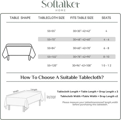 Softalker Checkered Tablecloth Rectangle, Outdoor Linen Cotton Gingham Table Cloth with Tassel, Heavy Duty Wrinkle Free Buffalo Plaid Table Cover for Kitchen Dining Home Party - 55 x 84 Inch, Yellow