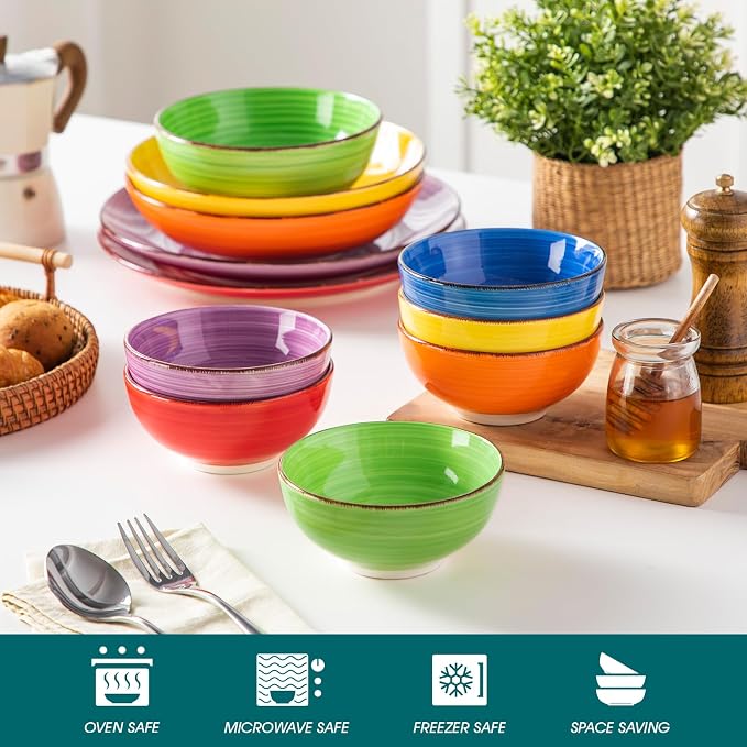 vancasso Bonita 12 Oz Small Bowls Set of 6, Ceramic Mini Dessert & Dipping - Image 5