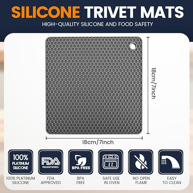 Silicone Trivet Mats 4 Heat Resistant Pot Holders Multipurpose Non-Slip Hot Pads - Image 2