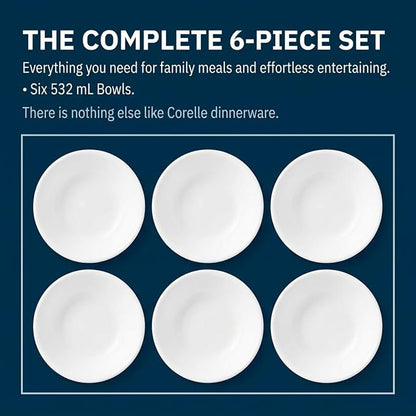 Corelle Vitrelle 6-Piece Soup/Cereal Bowl Set Triple Layer Glass and Chip - Image 5