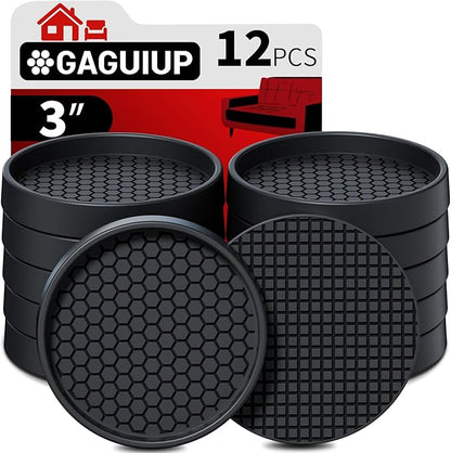Non Slip Furniture Pads- 3"x3" Round Anti Skid Caster Cups Furniture Coasters by GAGUIUP