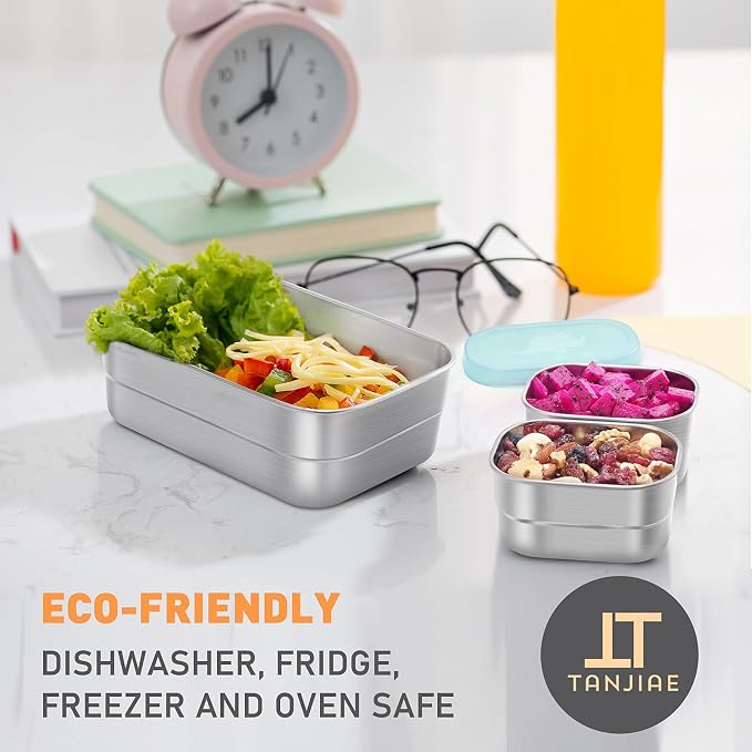 3 CUP+1 CUP Stainless Steel Lunch Snack Containers Set | Leak Proof 304 - Image 4