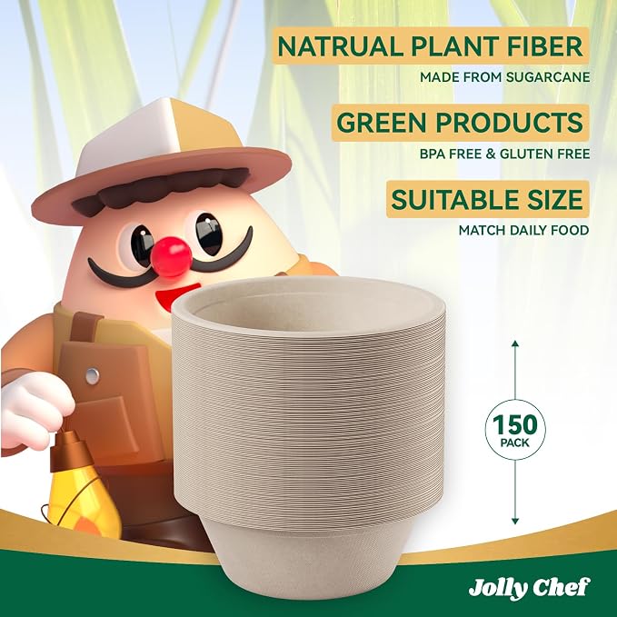 Compostable Disposable Paper Bowls Heavy Duty Soup Uncoated Containers - Image 7