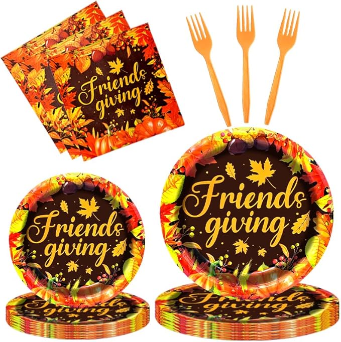 96 Pieces Friendsgiving Tableware Set Party Supplies by GistomeHome