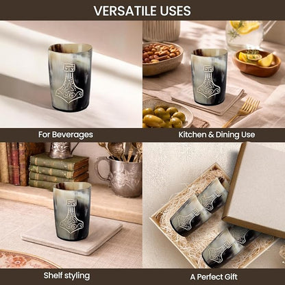Handicrafts Home Viking Horn Shot Glasses Set of 8, Handmade Horn, Rustic - Image 4