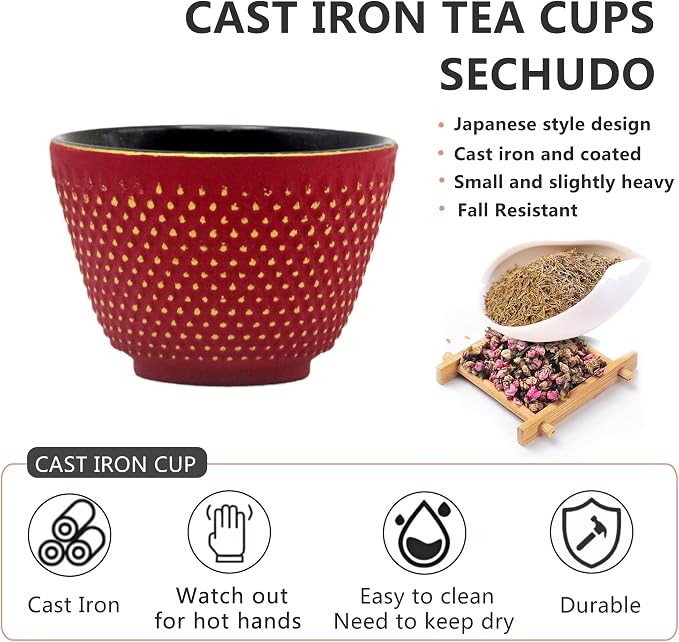 Japanese Cast Iron Tea Cups, Small and Heavy Teacups - Image 3