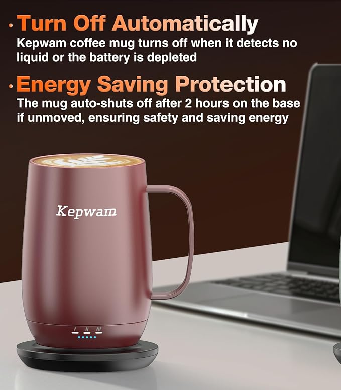 Kepwam Heated Coffee Mug T2-Plus, 20oz Large Capacity Longer Battery Life | - Image 4