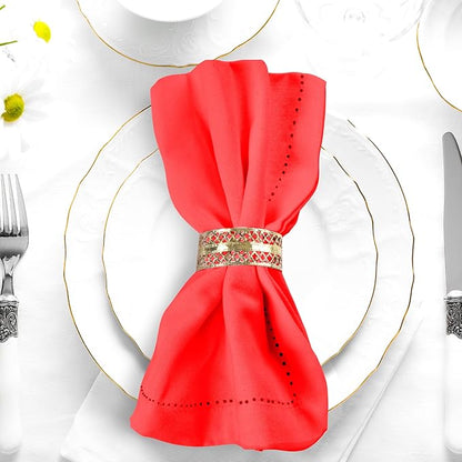 Urban Villa Cloth Napkins Set of 12 20"x20" 100% Cotton Hemstitch Napkins Cloth Washable Durable Reusable Absorbent Table Dinner Napkins Cloth for Christmas Hotel Lunch Restaurant Weddings Parties–Red