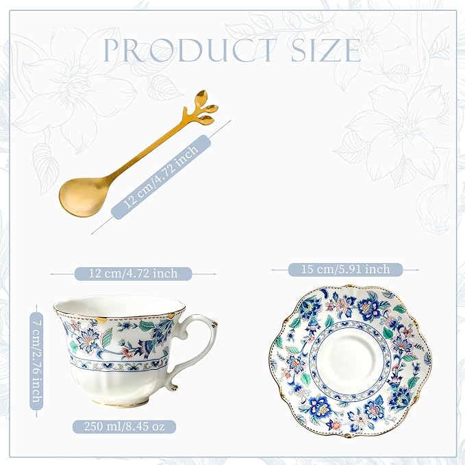 TATSUMI Bone China Tea Cup and Saucer Set - Image 2