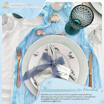 Showgeous 18 Pack Baby Blue Cheesecloth Table Runner, 17 x 108 Inches | Boho - Image 8
