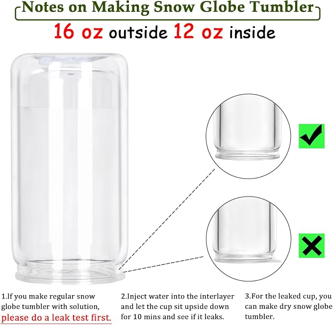 12 Pack 16 Oz Plastic Snow Globe Tumbler, Snowglobe Cups, Acrylic Snowglobe Cup - Image 4