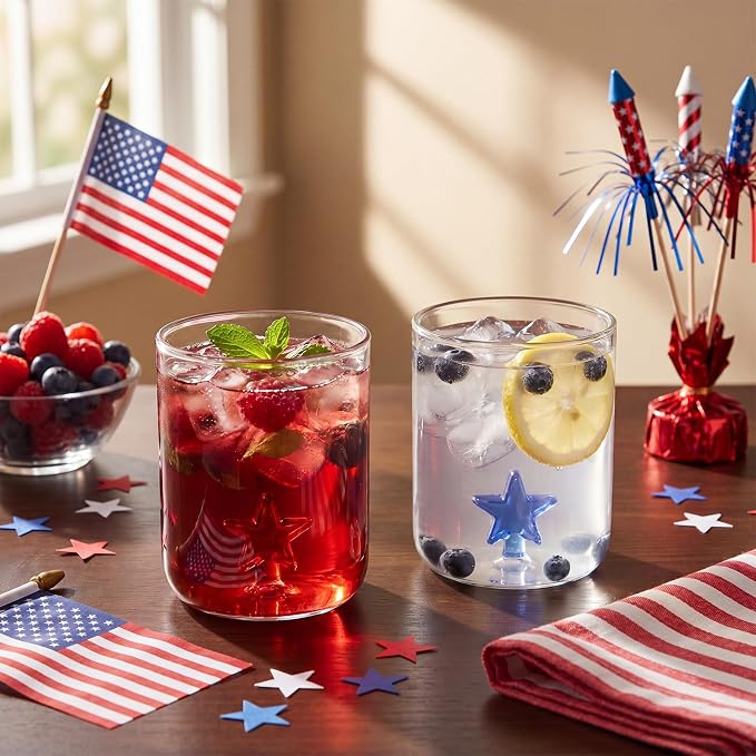 Potchen 2pcs Patriotic Icon Juice Glass 9oz Stemless Wine Glasses American Red - Image 5