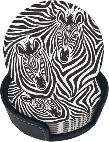 6 Pcs Zebra Couple Leather Coasters by NiuKom