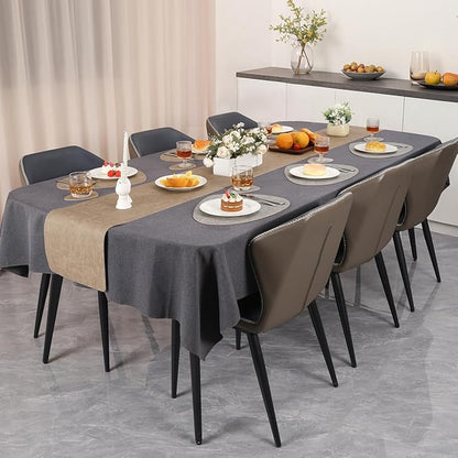 Placemats and Coasters, Washable Placemats Round Faux Leather Wipeable Place Mats Non Slip Heat Resistant Indoor Outdoor Table Mats (Set of 6, Light Gray Beige)