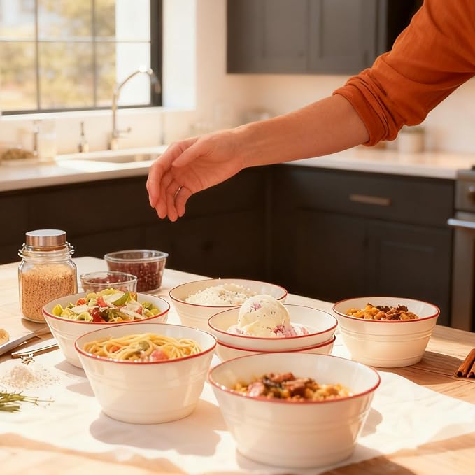 Ceramic Bowls Set of 6, 27oz Deep Soup Bowls - Image 7