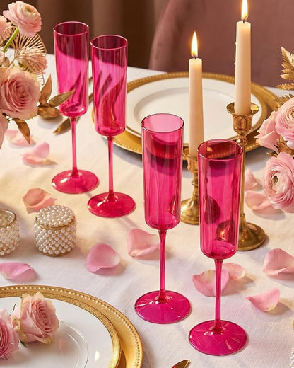 Ciaell 24 Pack Hot Pink Plastic Champagne Flutes - Image 3