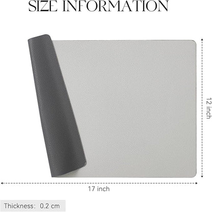 MOSAYT Vinyl Placemats Set of 8, Heat Resistant Place Mats 100% Waterproof Washable & Wipeable Faux Leather Reversible Table Mats for Kitchen Dining Party Indoor Outdoor, 12" x 17", Dark Light/Grey
