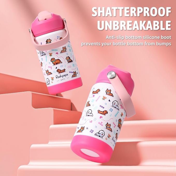 rockpapa 14 oz Kids Insulated Water Bottle，Stainless Steel Toddler Cups - Image 5