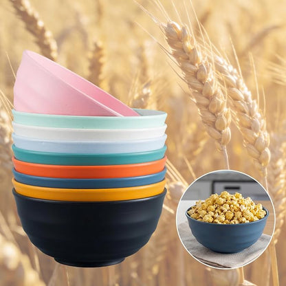 60oz Wheat Straw Bowls, Unbreakable Large Capacity Serving Bowls, Microwave & - Image 2