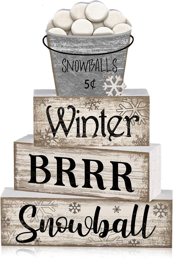 Moucuny 4 Pcs Winter Table Decorations Winter Tiered Tray Decor Christmas Table by Moucuny