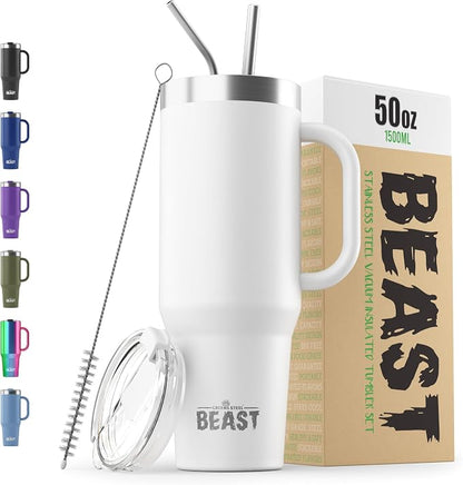 Beast 50 oz Tumbler with Handle Stainless Steel Vacuum Insulated Coffee Ice Cup by GreensSteel