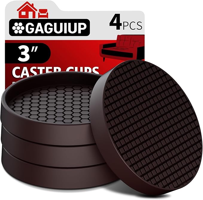 Non Slip Furniture Pads- 3"x3" Round Anti Skid Caster Cups Furniture Coasters by GAGUIUP