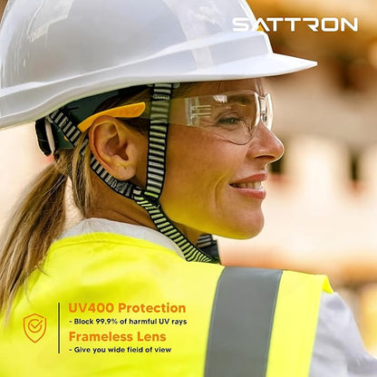 Clear Safety Glasses 24PK, Protective Eyewear Polycarbonate Lens with Rubber Temples ANSI Z87.1 Anti-Scratch Impact Resistant Eye Protection for Man Woman Clear Lens/Yellow Frame