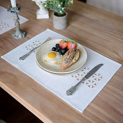 ARTABLE Offwhite Rectangle Fabric Placemat Set of 4 Table Mats 12 x 18 Inch | by ARTABLE