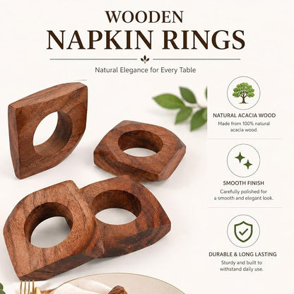 Wooden Napkin Rings Set of 12 Fall Decor - Image 2