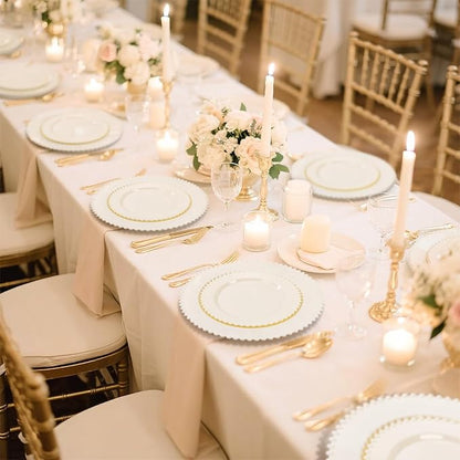 U-QE 60PCS Ivory Plastic Plates - Beaded Ivory Plates Disposable Heavy Duty - Perfect for Party, Baby Shower, Wedding, Birthday - Include 30PCS 10inch Dinner Plate & 30PCS 7inch Dessert Plate