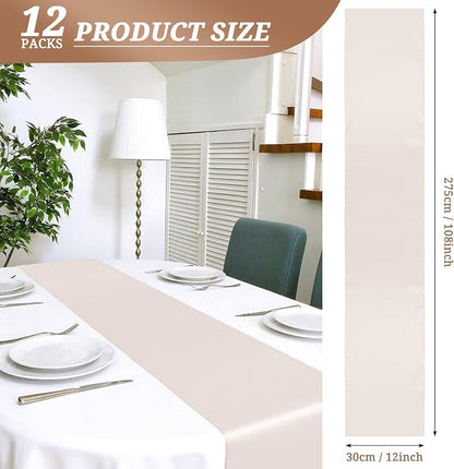12 Pack Ivory Satin Table Runner 12 x 108 Inch Long Premium Table Runners - Image 2