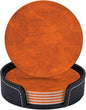 6 Pcs Old Orange Leather Coasters by Jfniub