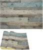 Rustic Plank Placemat Set, Vintage Old Shabby Colorful Beige Brown Blue Farmhouse Barn Wooden Board Pattern Home Decor Linen Table Mats for Dining Room Kitchen Party (17x12in) x2P
