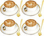 ALIMOTA 7oz White Gold Ceramic Coffee Mug Set of 4, Latte Mugs by YourLifeCollector