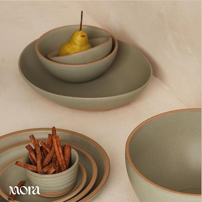 MORA Small Bowls Set of 4, 16oz Ceramic Pottery Dessert Bowls - Microwave, Oven and Dishwasher Safe - Harvest