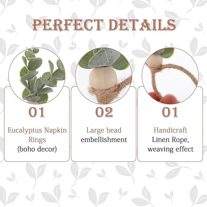 6 Pcs Rustic Farmhouse Napkin Rings - Image 4