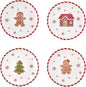 Bico Traditional Christmas Gingerbread Man Salad Plates Set of 4, 8.75 Inch Ceramic Dessert Plates for Salad, Appetizer, Side Dishes, Microwave and Dishwasher Safe, Gift for Housewarming and Christmas